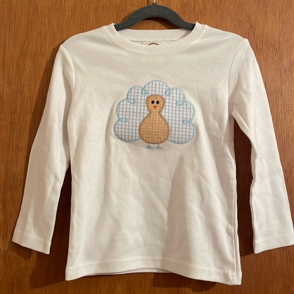 Size 4T kids’ long sleeve turkey appliqué tee. Never worn.